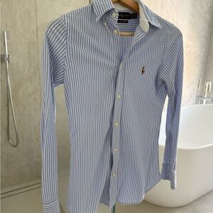 Ralph Lauren women’s Blue Striped knit Oxford shirt